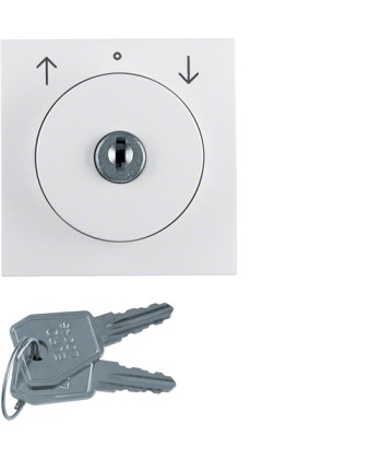 Płytka czołowa z zamkiem do łącznika żaluzjowego na klucz; biały, połysk; S.1/B.