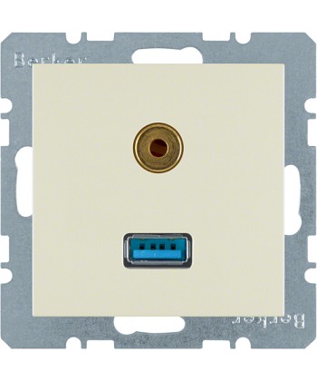 Gniazdo USB / 3,5 mm Audio; kremowy, połysk; S.1