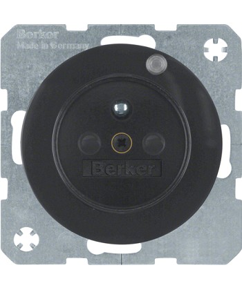 R.1/R.3 Gniazdo z uziemieniem i kontrolną diodą LED, czarny, połysk