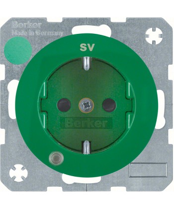 R.1/R.3 Gniazdo SCHUKO z diodą kontrolną LED zielony, połysk