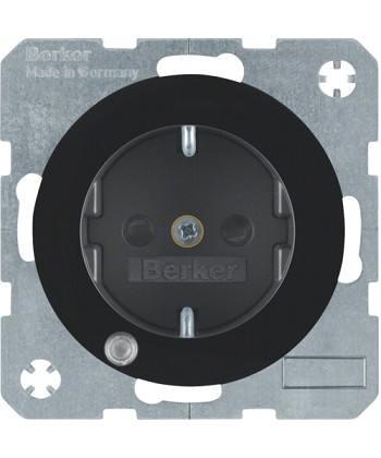 R.1/R.3 Gniazdo SCHUKO z diodą kontrolną LED czarny, połysk