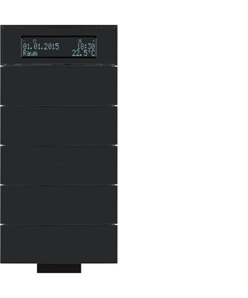Przycisk IR 5-krotny z regulatorem temp. i wyświetlaczem; szkło czarne; B.IQ