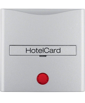 Łącznik na kartę hotelową-nasadka z nadrukiem i czerwoną soczewką; alu; B.7