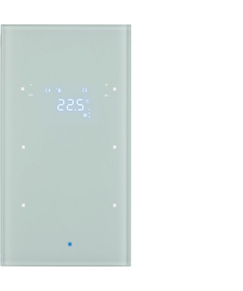 Szklany sensor dotykowy 2-kr z reg. temperatury; szkło, białe; TS Sensor KNX