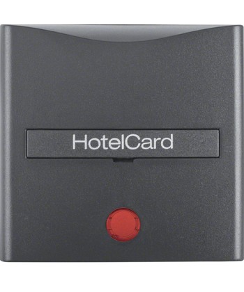 Łącznik na kartę hotelową-nasadka z nadrukiem i czerwoną soczewką; antracyt; B.3