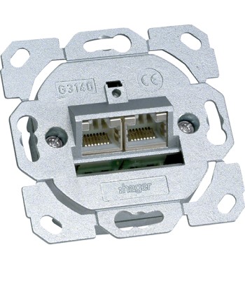 Gniazdo komputerowe, 2x8pin, FTP, Kat.6a