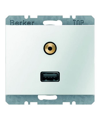 Gniazdo USB / 3,5 mm Audio; biały, połysk; K.1
