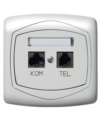 TON COLOR SYSTEM Gniazdo komputerowo-telefoniczne RJ 45 kat. 5e, (8-stykowe) + RJ 11 (6-stykowe) Ref_GPKT-C/K/m/00