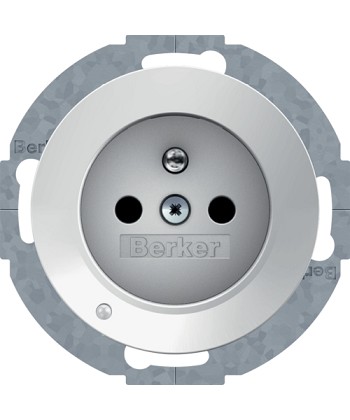 R.1/R.3 Gniazdo z uziemieniem z podświetleniem orientac jn m LED, biał HAGER 676