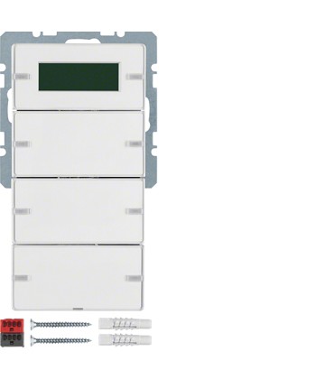 Przycisk 3-krotny z regulatorem temperatury i wyświetlaczem; biały, aksamit; Q.1