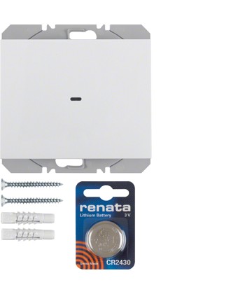 KNX RF przycisk radiowy 1-krotny płaski quicklink, biały, połysk Berker K.1