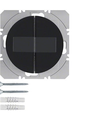 R.1/R.3 KNX RF przycisk radiowy 2-krotny płaski z bat słoneczną, czarny, połysk