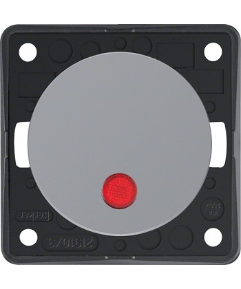 Łącznik klawiszowy przyciskowy podświetlany z czerwoną soczewką; szary, połysk;