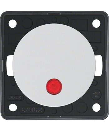 Łącznik klawiszowy przyciskowy podświetlany z czerwoną soczewką; biały, połysk;