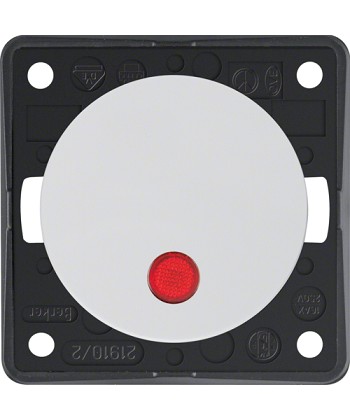 Łącznik klawiszowy kontrolny z czerwoną soczewką, 2-biegunowy; biały, połysk; In