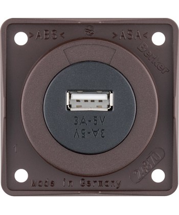 Integro Gniazdo USB ładowania pojed ncze, 12V, 3A; brązow mat, mechanizm czarn 
