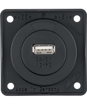 Integro Gniazdo USB ładowania pojed ncze, 12V, 3A; czarn mat, mechanizm czarn H