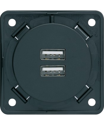 Integro Gniazdo USB ładowania podwójne, 230V, 3A; antrac t, mat HAGER 926102505