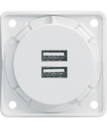 Integro Gniazdo USB ładowania podwójne, 230V, 3A; biał , mat HAGER 926102509