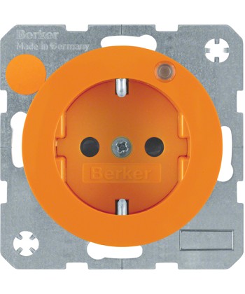 R.1/R.3 Gniazdo z uziemieniem i kontrolną diodą LED, pomarańczowy, połysk