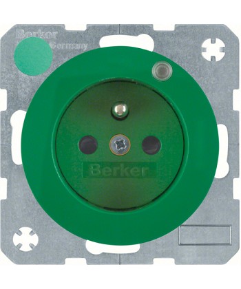 R.1/R.3 Gniazdo z uziemieniem i kontrolną diodą LED, zielony, połysk