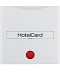 Łącznik na kartę hotelową-nasadka z nadrukiem i czerwoną soczewką; biały, połysk