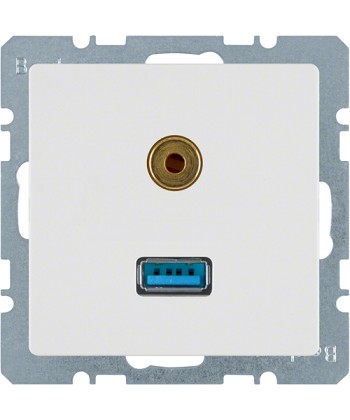 Gniazdo USB / 3,5 mm Audio; biały, aksamit; Q.1